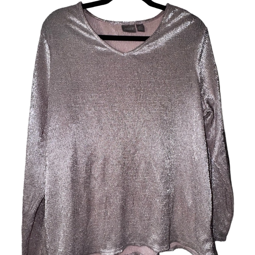 Chicos Shimmering Pink Long Sleeve Top